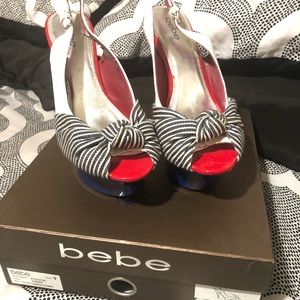 Bebe summer peep toe, sling back platforms